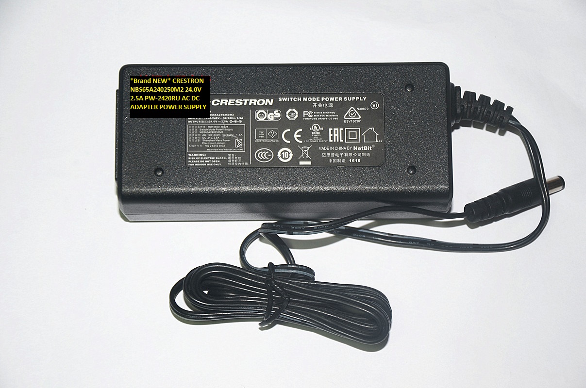 *Brand NEW* NBS65A240250M2 CRESTRON 24.0V 2.5A PW-2420RU AC DC ADAPTER POWER SUPPLY